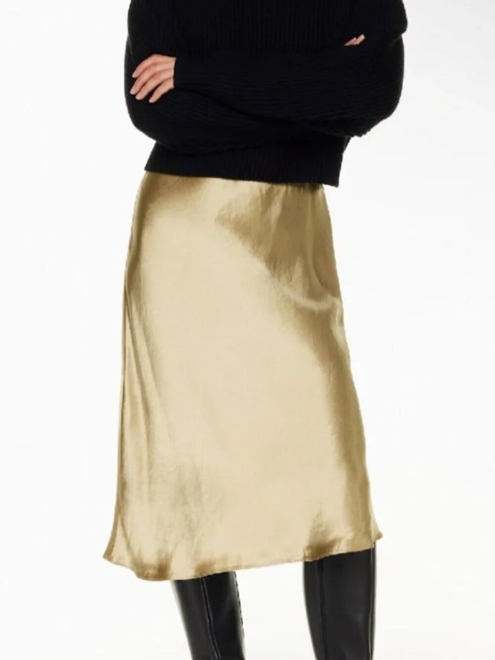 Babaton Slip Satin Midi Skirt